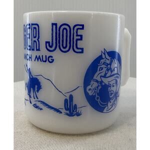 Vintage Ranger Joe Ranch Mug Milk Glass Cowboy Cereal Premium 1950s
